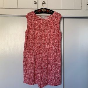Ann Taylor LOFT red floral romper